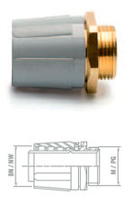 Racor metálico giratorio con casquillo interior metálico, referencia 35020007 de Pemsa. PG7 (DN7)